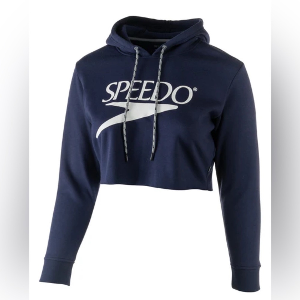 NWT Speedo Women's Vintage Logo Crop Navy Hoodie - Medium